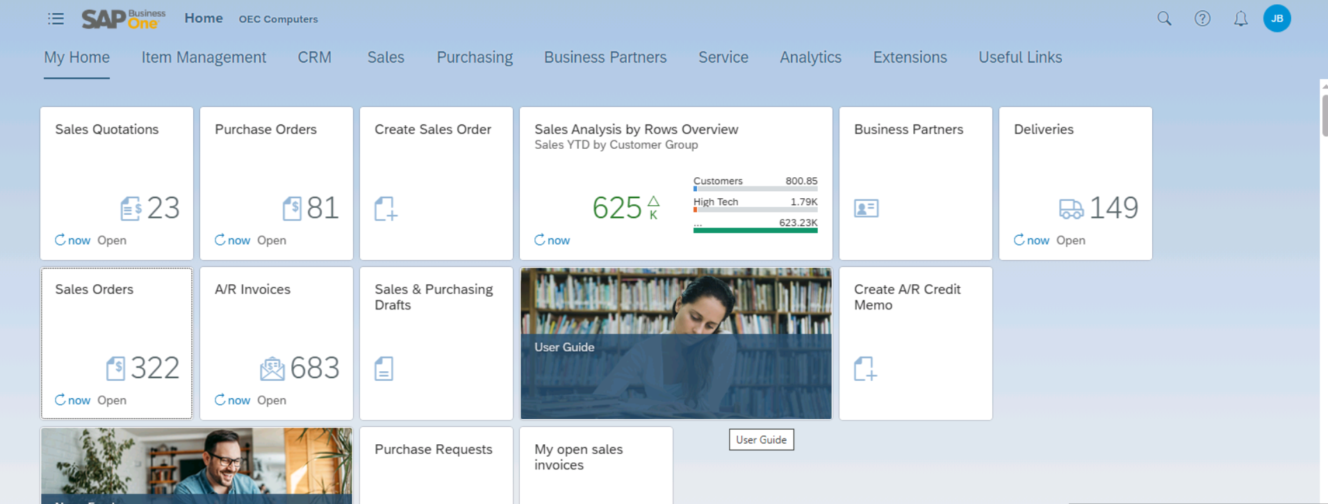 SAP Business One Dashboard